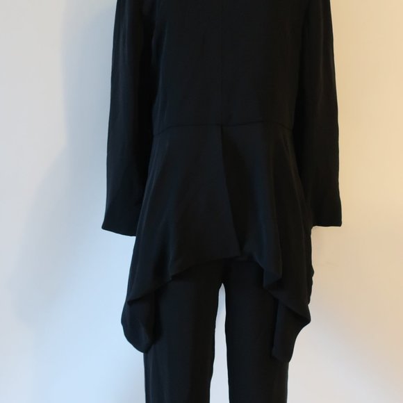 Womens B Louise Black Pant Suit W/ Black Satin Trim Sz L* - Picture 9 of 12